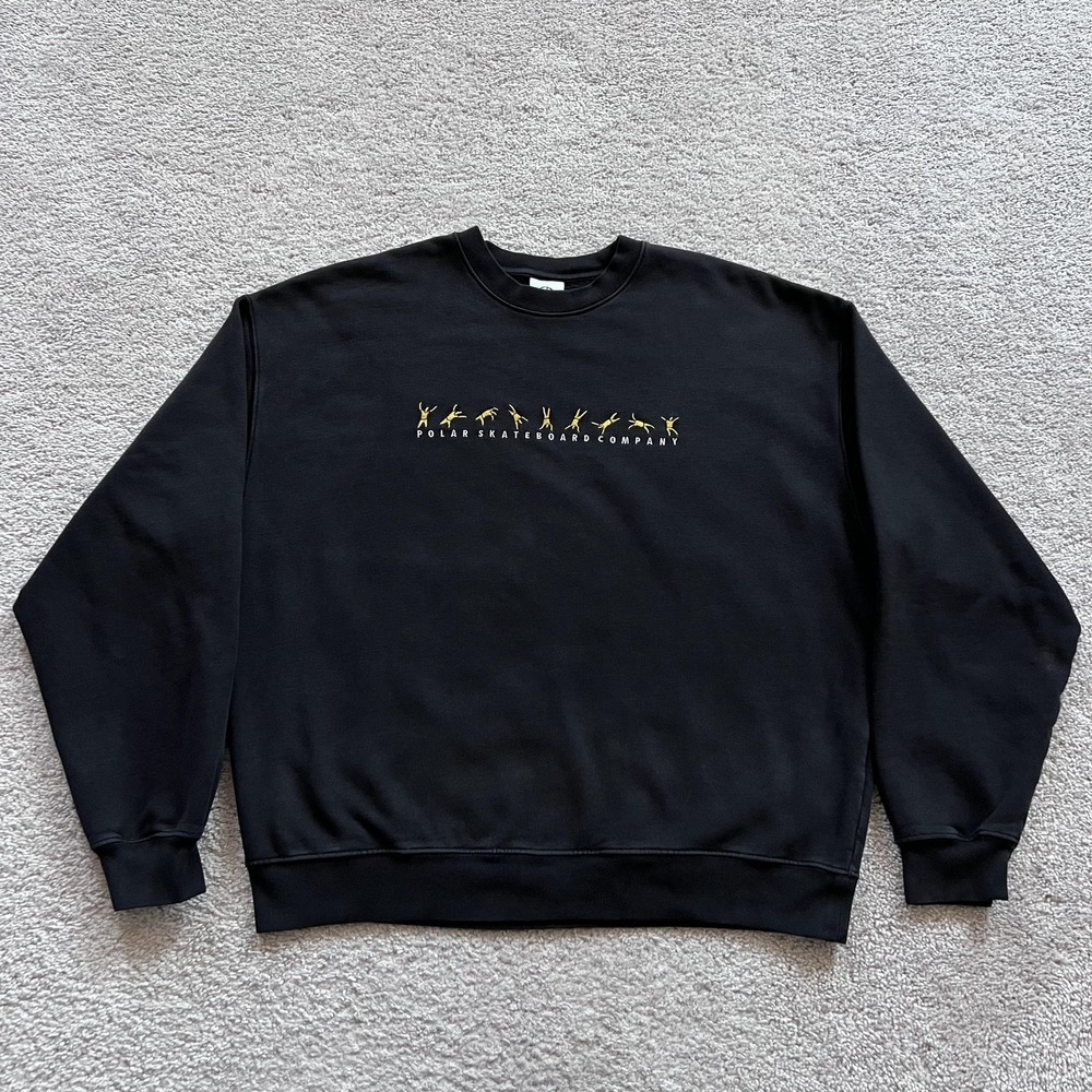 Polar Skate Co Cartwheel Graphic Sweatshirt Mens XL Black Crewneck Fleece